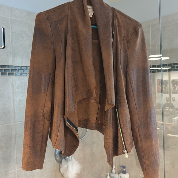Silence + Noise Riley Drapey Vegan Suede Jacket, Brown, Small - Picture 3 of 11